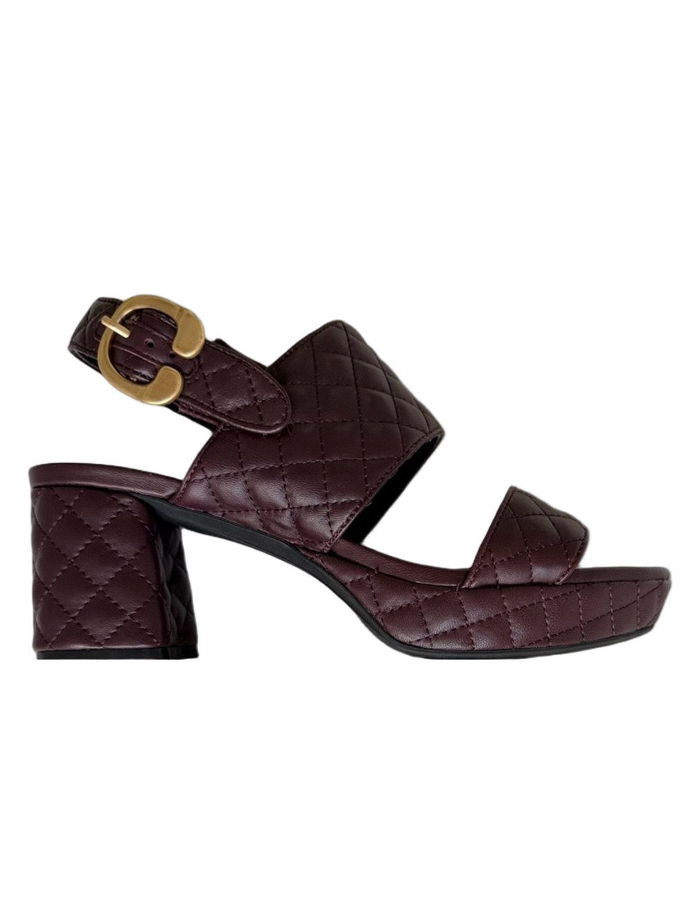 Aerosoles Camera Quilted Leather Slingback Platform Sandals Burgundy Size 10 EUC